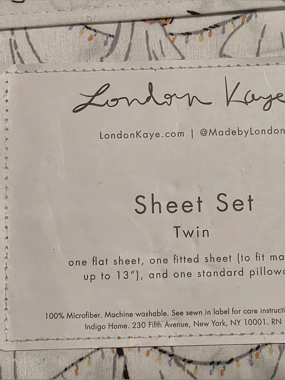 London Kaye Ghost Print Twin Sheet Set
